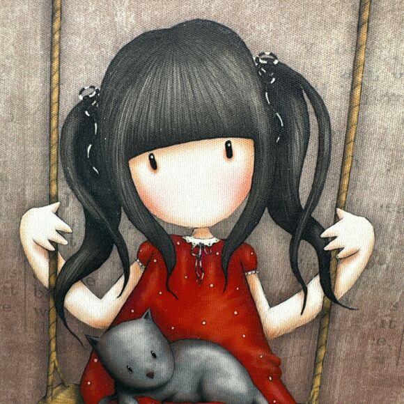 Santoro's Gorjuss iPad Tablet Computer Cover 7.5"x10" Animae Art Girl Swing Cat - Picture 4 of 12